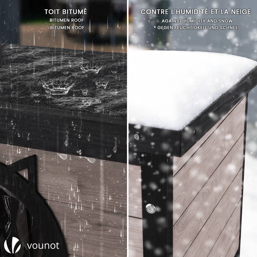 Vounot - Maison pour Chat en bois avec toit bitumé et entrée en forme d'oreilles de chat Gris - Image 4