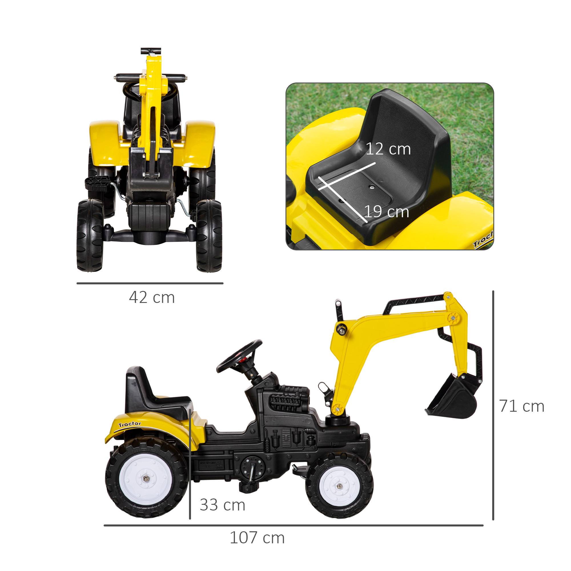 Sans Marque - Bulldozer pédales enfants 3-6 ans 6 roues acier plastique 107x42x71 cm jaune - Image 5