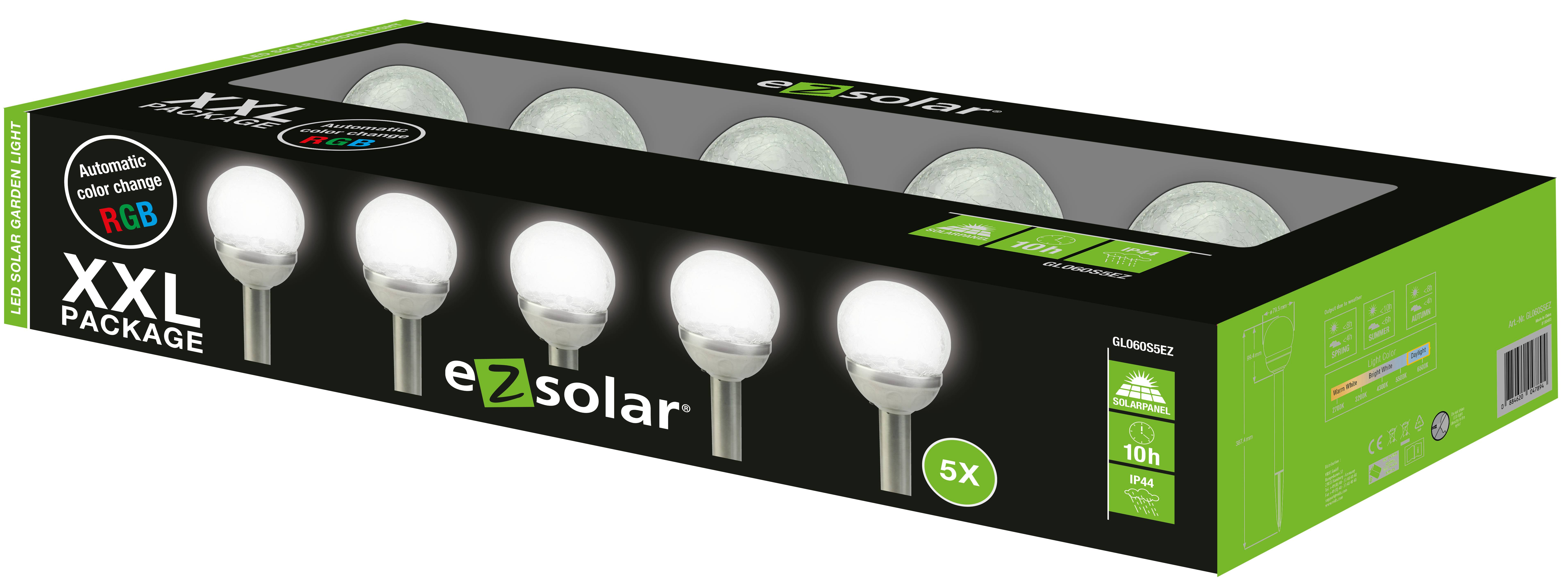 Pack 5 bornes solaires multicouleurs EZ Solar GL1042EZ - Imagen 1