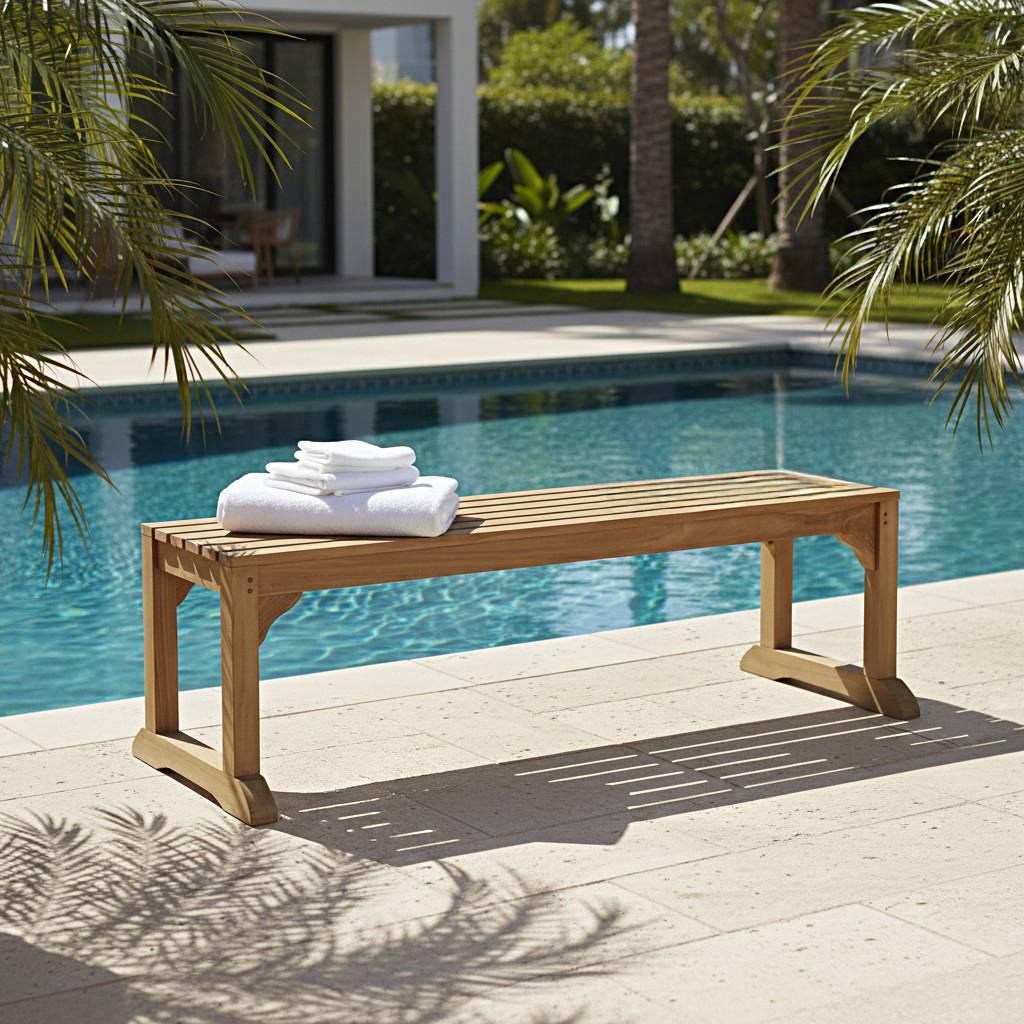 Banc en teck massif Wimbledon 140 cm (sans dossier) - TECK'Attitude - Image 2