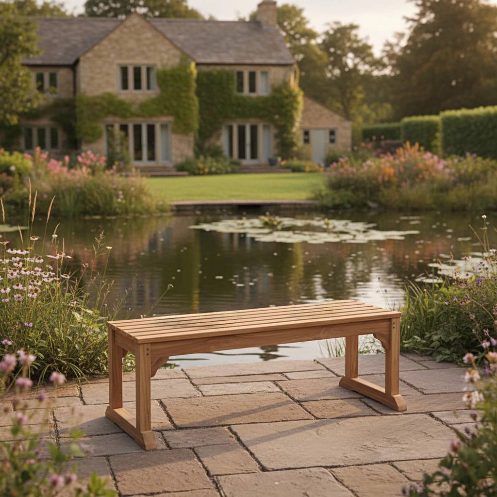 Banc en teck massif Wimbledon 140 cm (sans dossier) - TECK'Attitude - Image 8