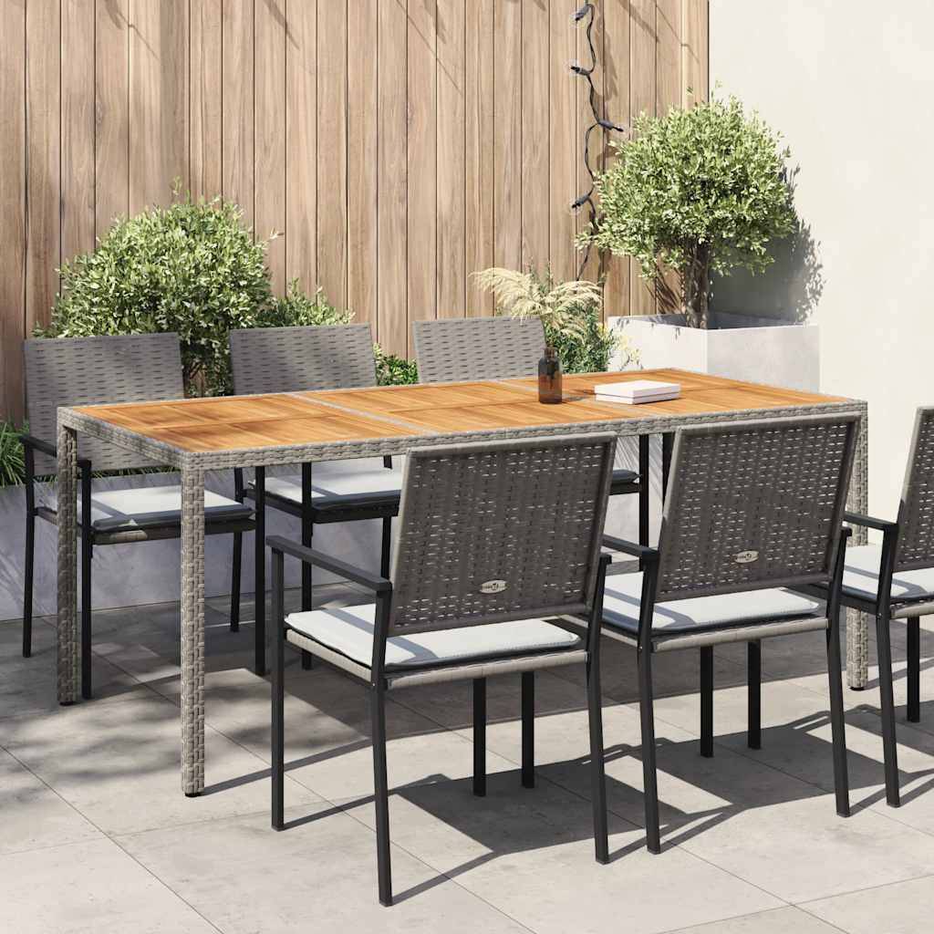 ComfortXL - Table de Jardin Design Grise 190x90cm en Poly Rotin avec Plateau en Bois d'Acacia Massif – ComfortXL Outdoor Living