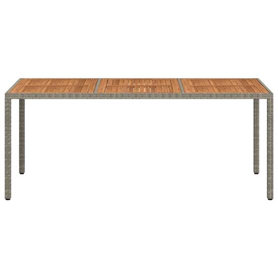 ComfortXL - Table de Jardin Design Grise 190x90cm en Poly Rotin avec Plateau en Bois d'Acacia Massif – ComfortXL Outdoor Living - Image 3