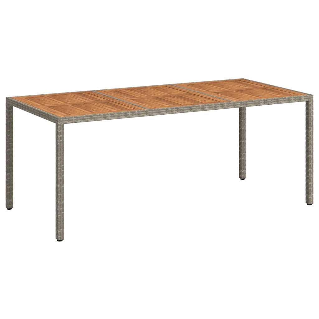 ComfortXL - Table de Jardin Design Grise 190x90cm en Poly Rotin avec Plateau en Bois d'Acacia Massif – ComfortXL Outdoor Living - Image 2