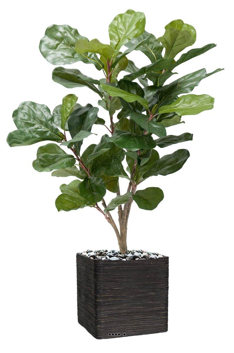 Artificielles - Ficus Lyrata factice tronc PE en pot Figuier factice H90cm D65cm Vert - dimhaut: H 90 cm - couleur: Vert - Imagen 2