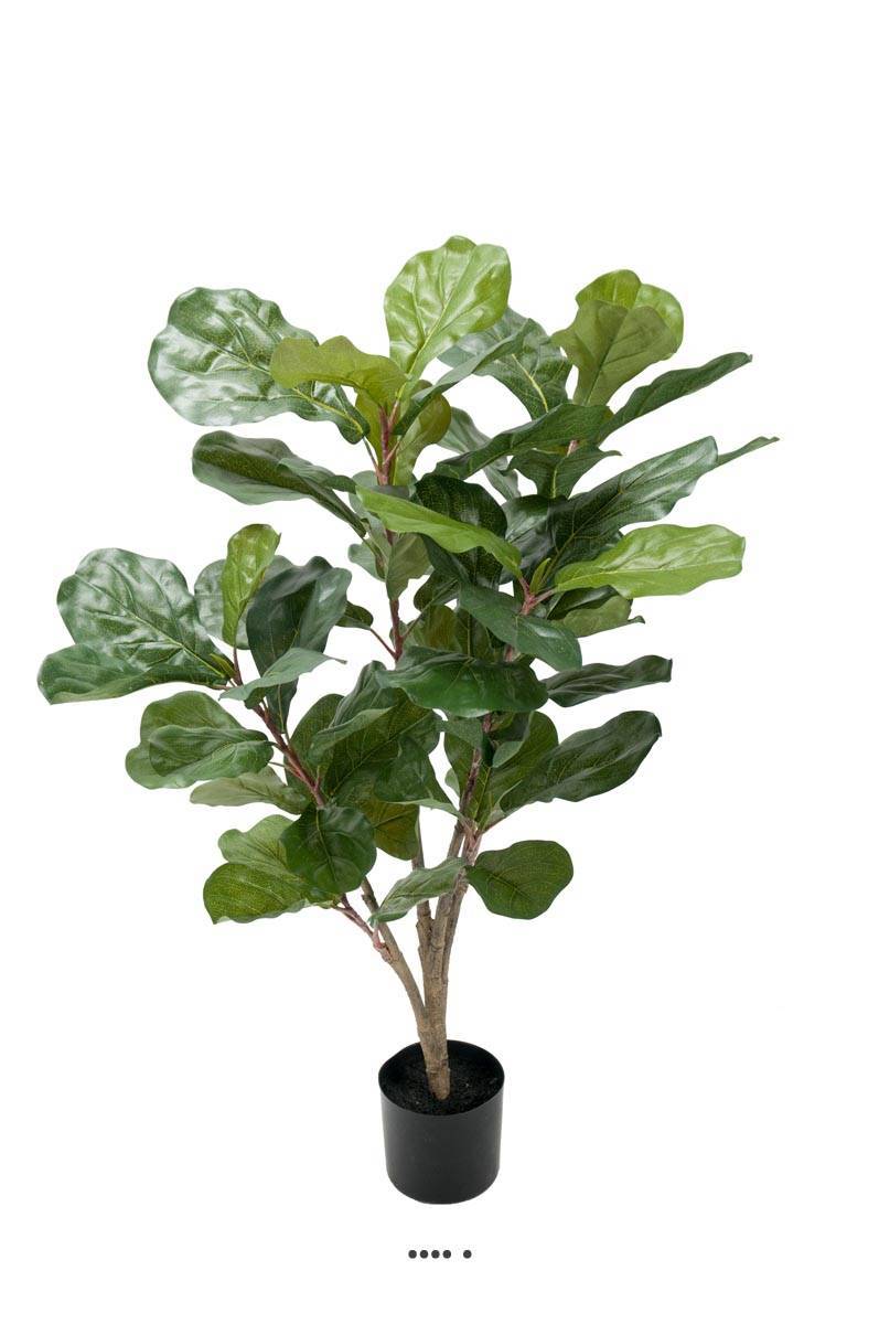 Artificielles - Ficus Lyrata factice tronc PE en pot Figuier factice H90cm D65cm Vert - dimhaut: H 90 cm - couleur: Vert - Imagen 1