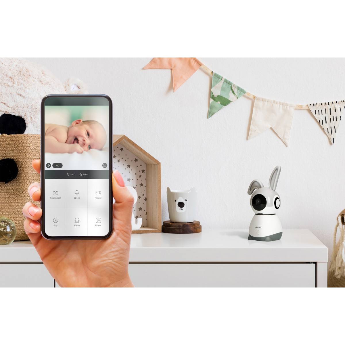 Babyphone Wi-Fi Caméra Full HD 1080p orientable Vision Nocturne Interphone Alertes Alecto - Image 6