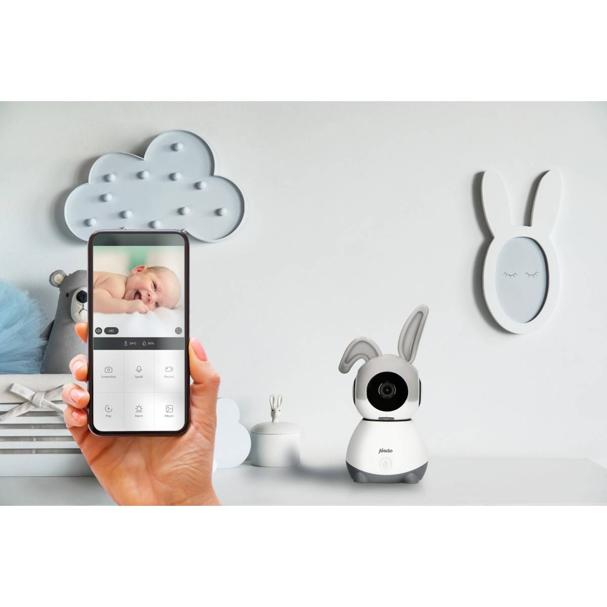 Babyphone Wi-Fi Caméra Full HD 1080p orientable Vision Nocturne Interphone Alertes Alecto - Image 7
