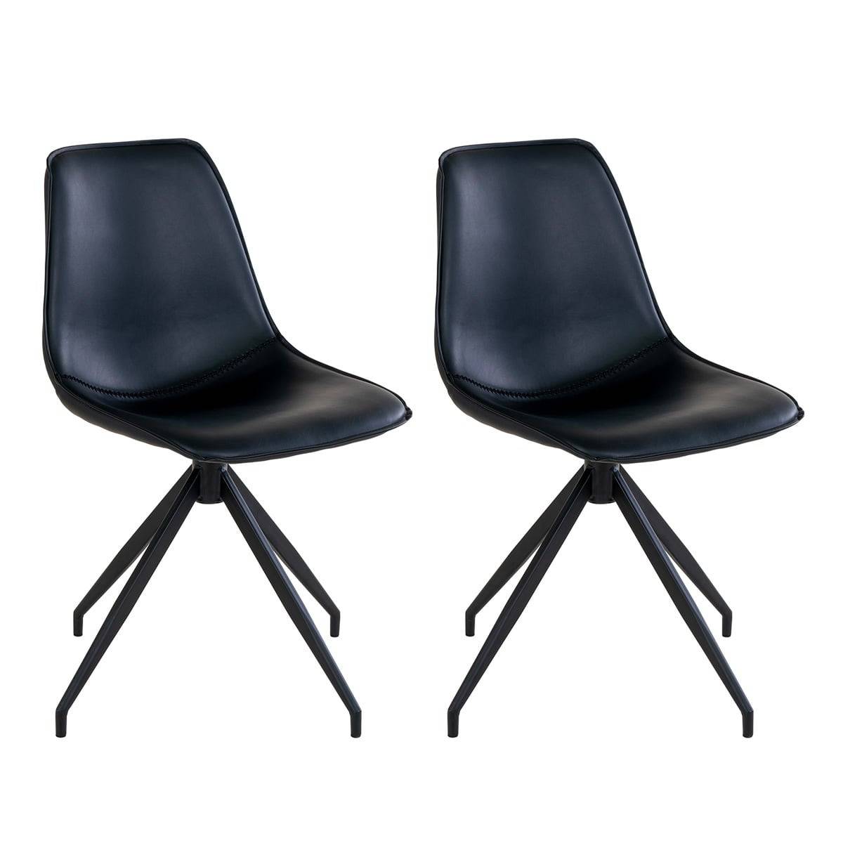ALTOBUY - Lot de 2 Chaises Pivotantes Simili Cuir Noir - GOOP