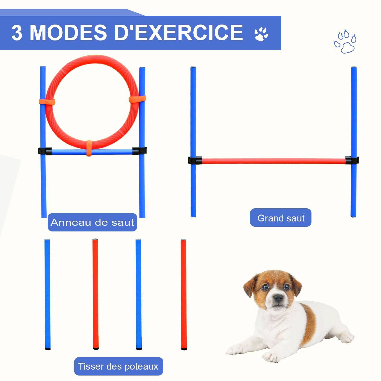 Parcours d'agility pour chien acier rouge et bleu 95 x 15 x 60 cm - PANGIVO - Image 6