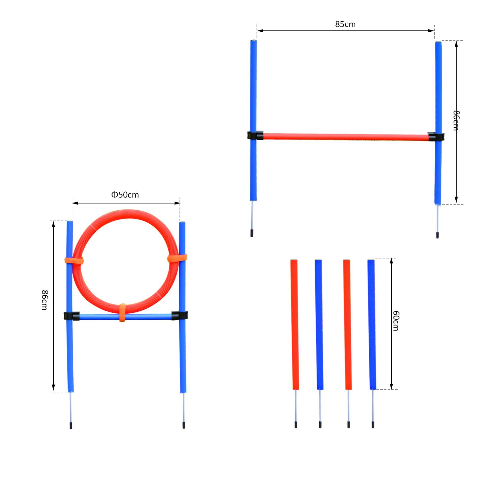 Parcours d'agility pour chien acier rouge et bleu 95 x 15 x 60 cm - PANGIVO - Image 5