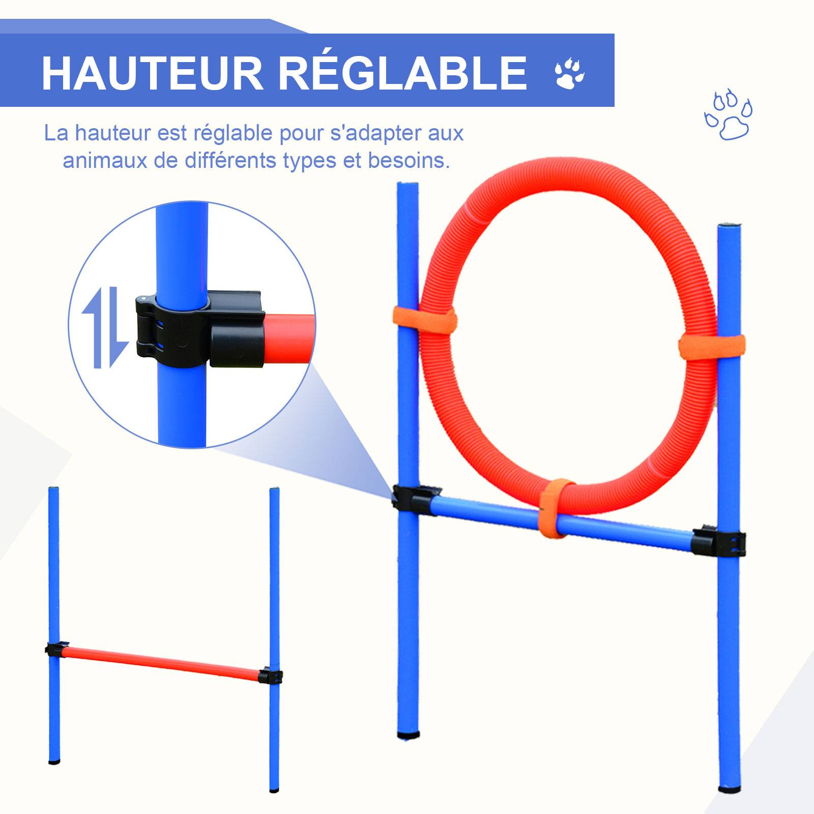 Parcours d'agility pour chien acier rouge et bleu 95 x 15 x 60 cm - PANGIVO - Image 7
