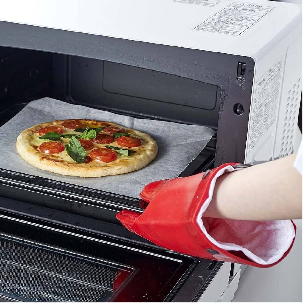 Gant de cuisine silicone et textile rouge - Image 3