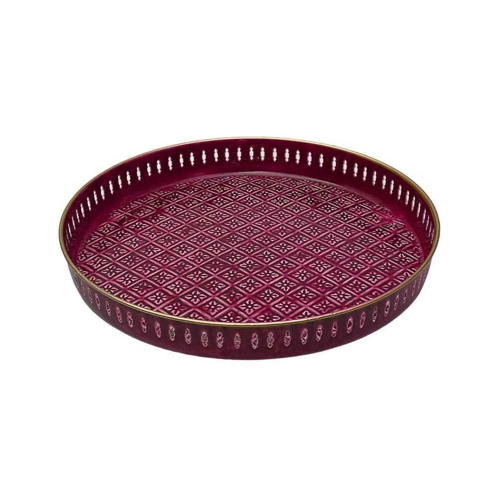 Bazardeluxe - Plateau en métal avec trépied en bambou Jali 45 cm - Imagen 3
