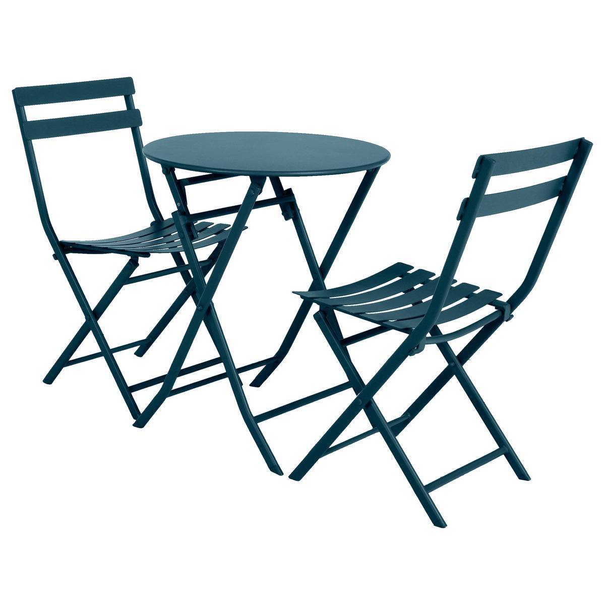 Hesperide - Table de jardin pliante ronde "Greensboro" pétrole 2 places en acier traité époxy Hespéride - Imagen 3
