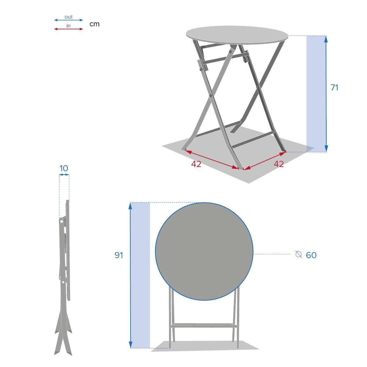 Hesperide - Table de jardin pliante ronde "Greensboro" pétrole 2 places en acier traité époxy Hespéride - Imagen 5