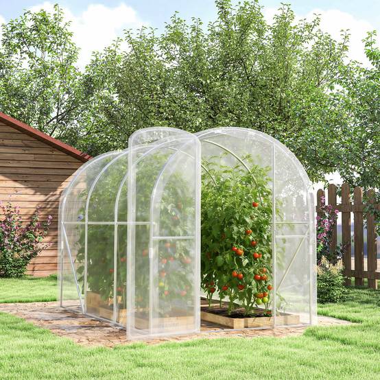Serre de jardin tunnel 3 x 2 x 2 m 6 m² avec porte à charnières bâche en PE 150 g/m² pour Légumes Plantes Fleurs - Image 10