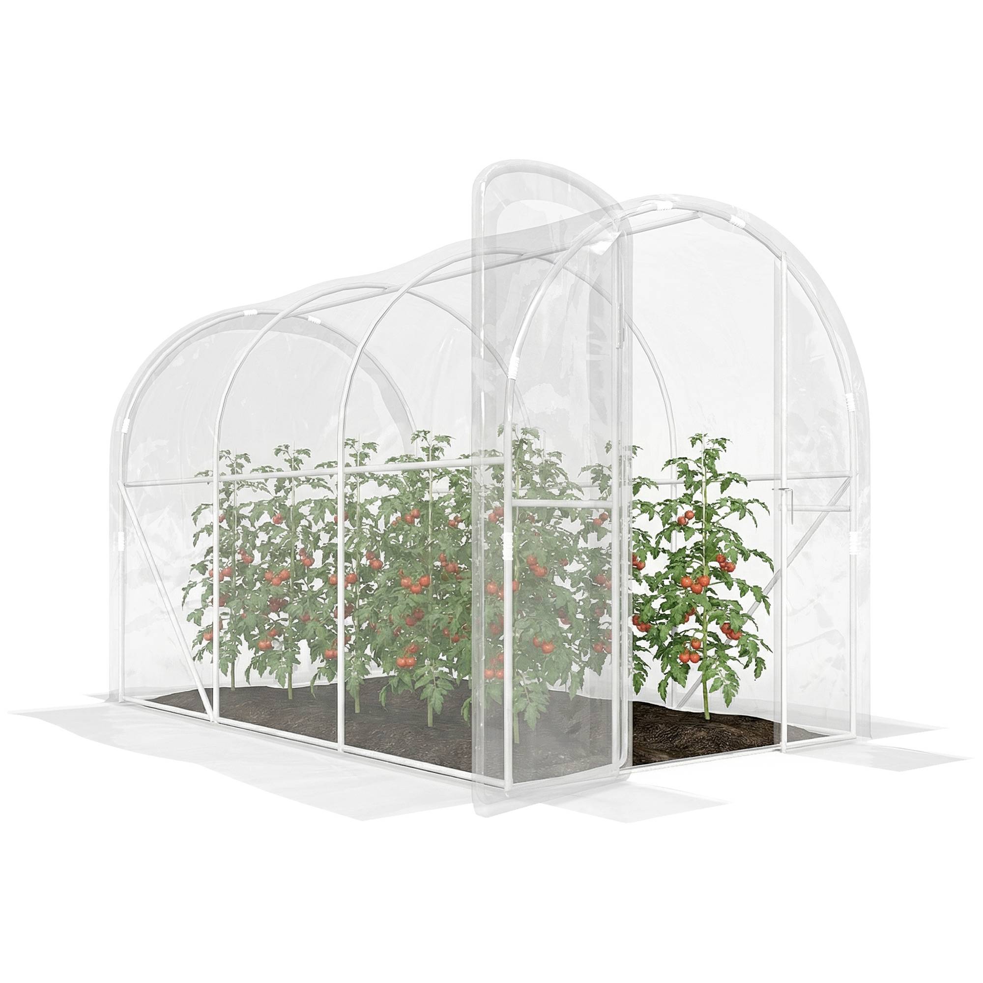 Serre de jardin tunnel 3 x 2 x 2 m 6 m² avec porte à charnières bâche en PE 150 g/m² pour Légumes Plantes Fleurs - Image 1