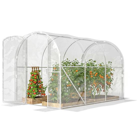 Serre de jardin tunnel 3 x 2 x 2 m 6 m² avec porte à charnières bâche en PE 150 g/m² pour Légumes Plantes Fleurs - Image 2