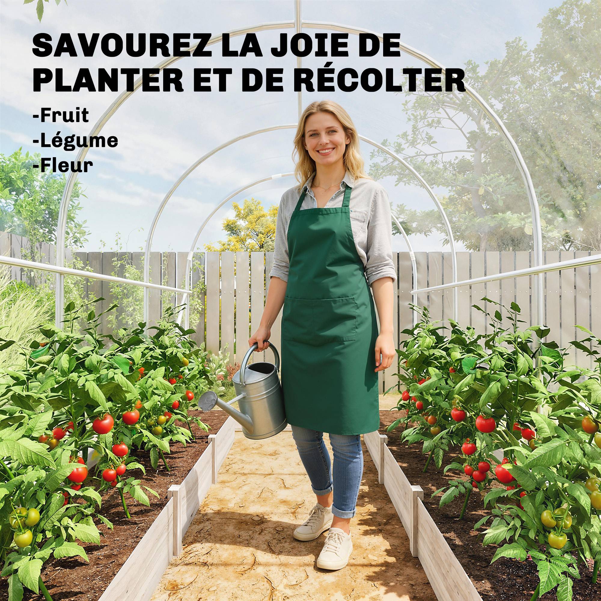 Serre de jardin tunnel 3 x 2 x 2 m 6 m² avec porte à charnières bâche en PE 150 g/m² pour Légumes Plantes Fleurs - Image 9