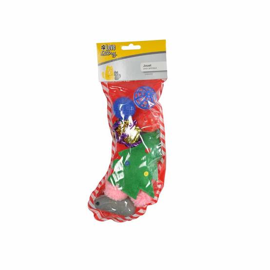 Love Story - Lot de 8 Jouets pour Chat "Chaussette Noël" 30cm Multicolore - Image 2