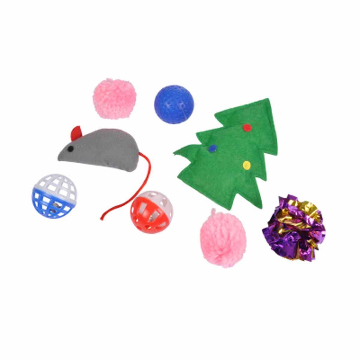 Love Story - Lot de 8 Jouets pour Chat "Chaussette Noël" 30cm Multicolore - Image 1