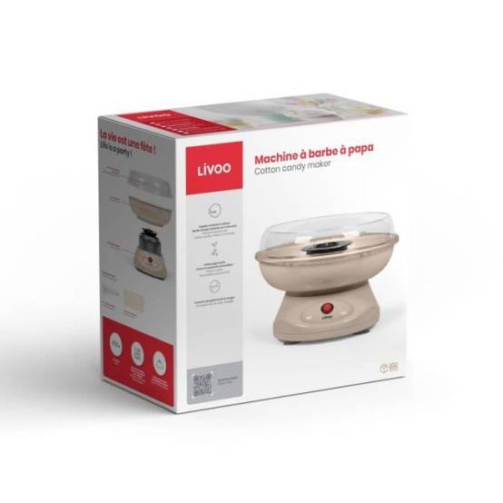 Livoo - Machine a Barbe a Papa - LIVOO - DOM468C - 450W - Cuve et couvercle amovibles - Cuillere doseuse et 10 sticks en bambou inclus - Image 3