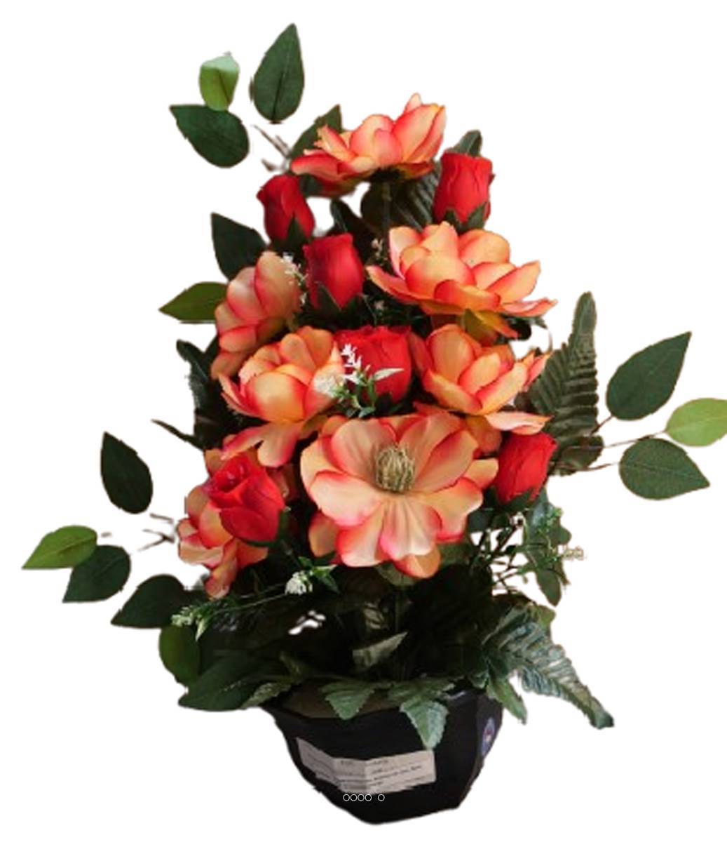 Vasque de Magnolia, bouton de rose, ficus pour la toussaint Orange - couleur: Orange - Image 2
