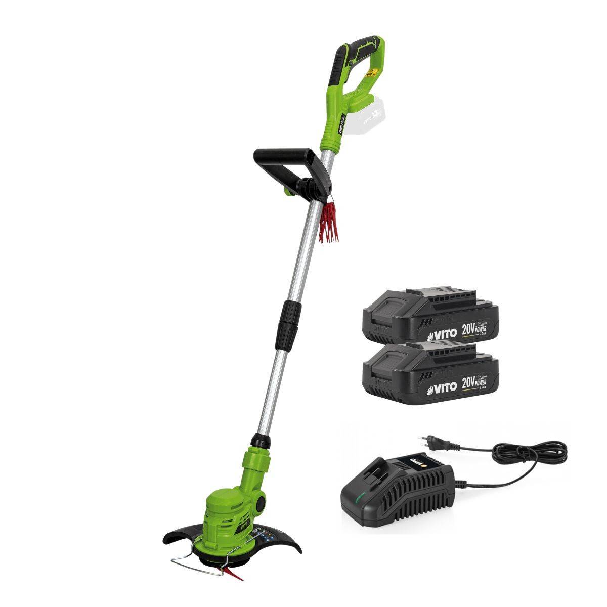 Coupe Bordure sans fil 20V + 2 Batteries 2AH + Chargeur + Jeu de 20 lames coupantes VITO - Imagen 1