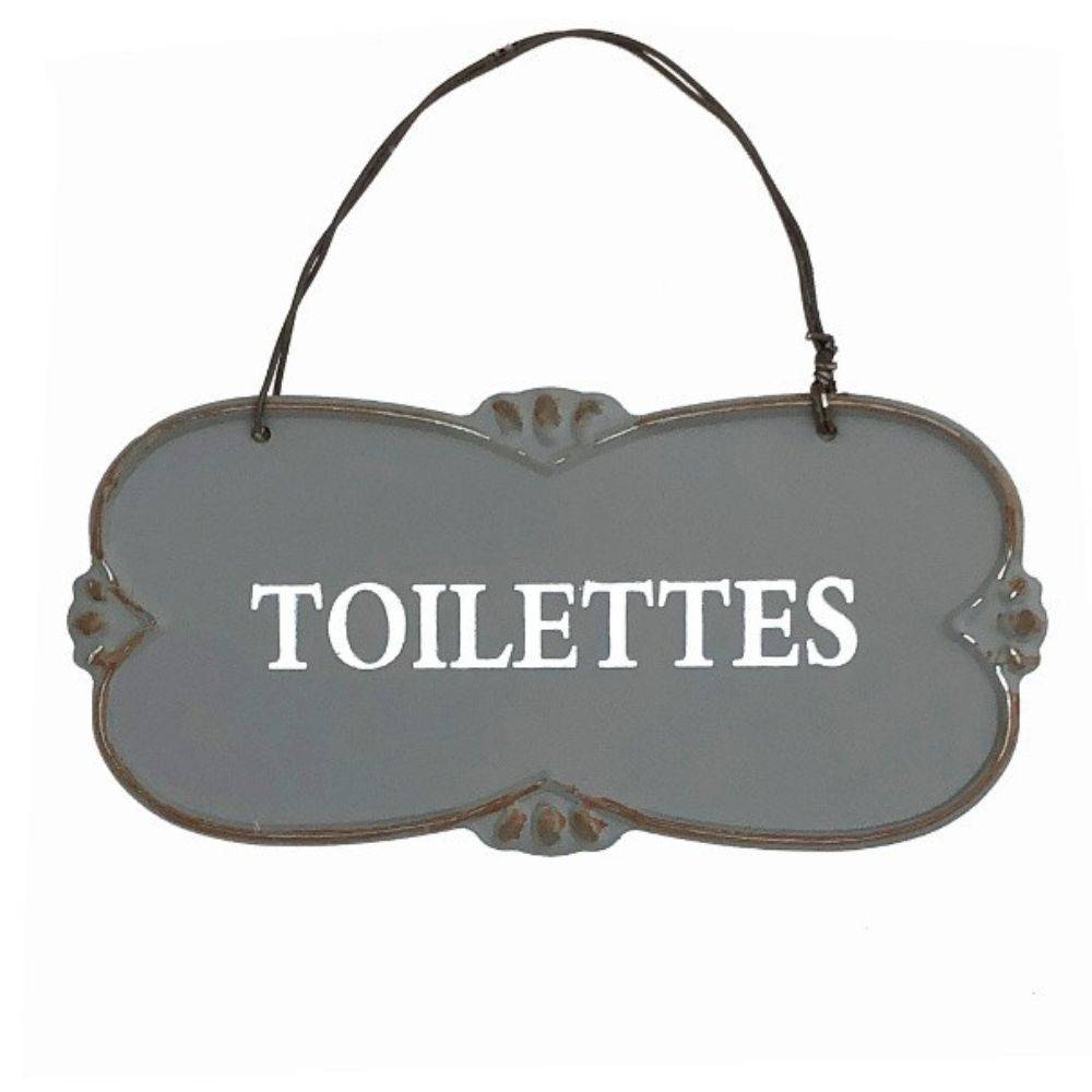 Chemin De Campagne - Plaque de porte décorative vintage de toilettes en métal gris 12x6cm Chemin de campagne