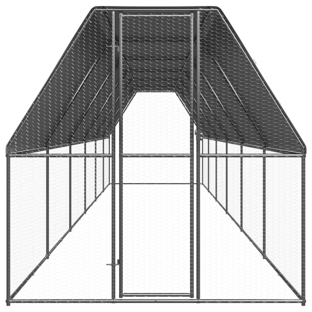 Enclos poulailler extérieur 2x12x2 m acier galvanisé avec bâche de toit – ComfortXL Outdoor Living - Image 2