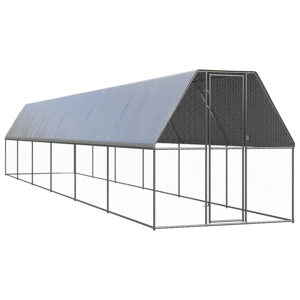Enclos poulailler extérieur 2x12x2 m acier galvanisé avec bâche de toit – ComfortXL Outdoor Living - Image 1