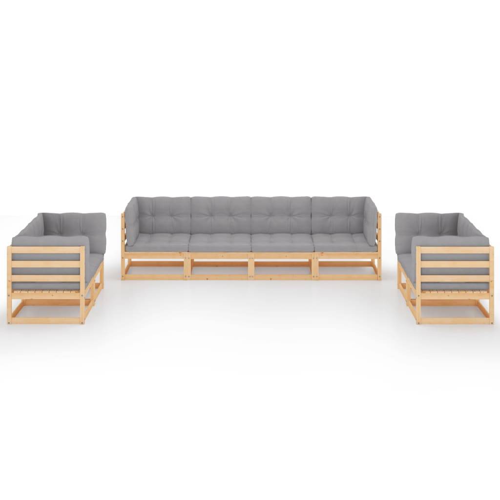 Helloshop26 - Salon de jardin meuble d'extérieur ensemble de mobilier 8 pièces avec coussins bois de pin massif - Imagen 1