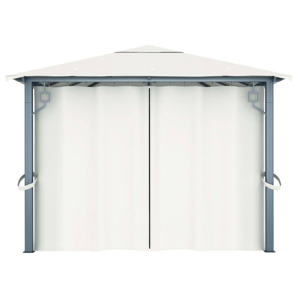 Tonnelle Aluminium Crème avec Rideaux et LED 4 x 3 x 2.7 cm - PANGIVO - Image 9