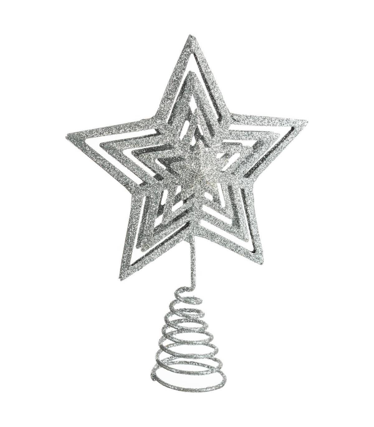 Déco Sapin de Noël Cimier Étoile en métal pailleté
