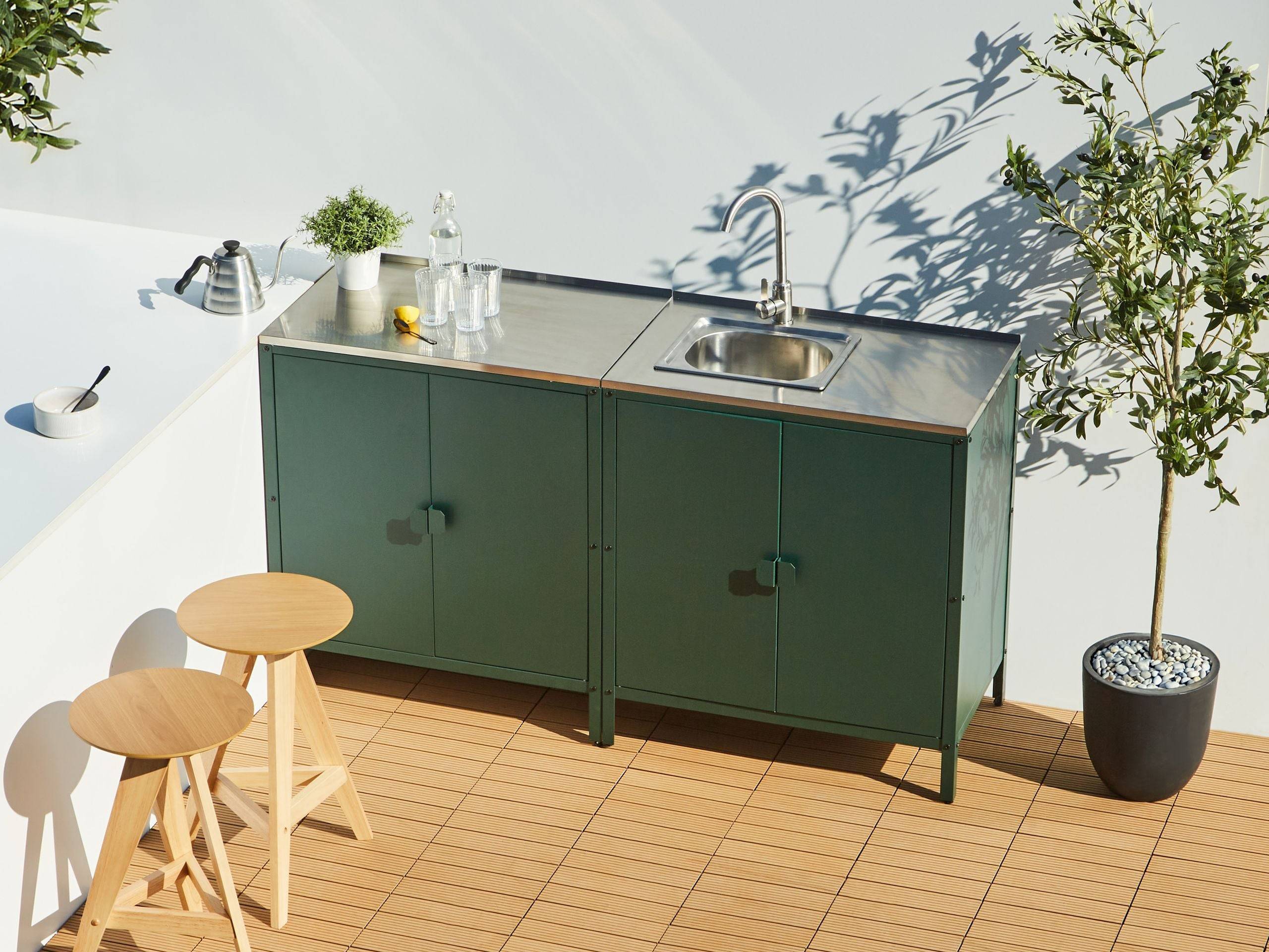 Beliani - Cuisine de jardin Acier Vert VILAMA - 80x50x90- Beliani - Image 1