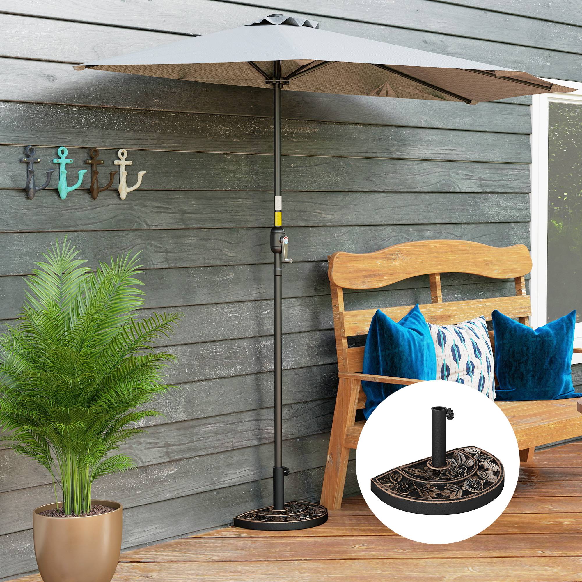 ComfortXL - Demi Pied de Parasol Mural en Résine pour Balcon Fixation Manivelle 50x31cm Bronze - ComfortXL Outdoor Living - Image 3