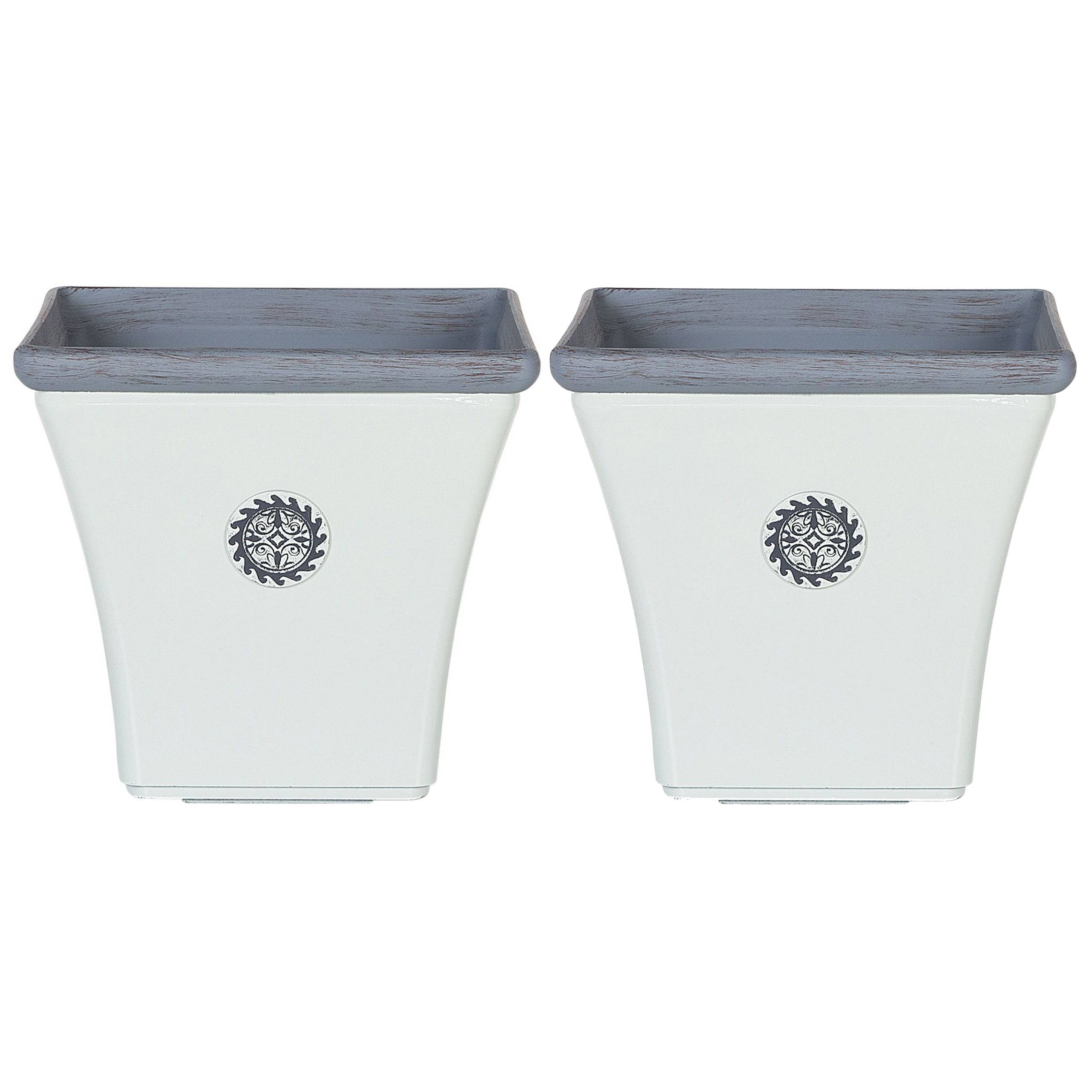 Beliani - Cache-Pots Blanc et Bleu en Fibre d'Argile et de Verre 43 x 43 x 39 cm Pot de Fleurs Elégant au Design Traditionnel Lot de 2 - Imagen 1