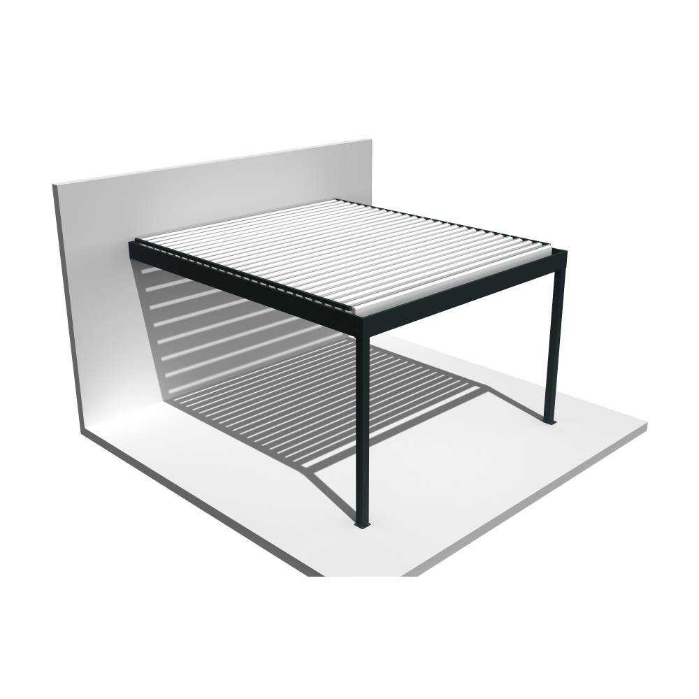 Pergola bioclimatique HELY 4,00x4,987m Vérin à télécommande (Gris anthracite / Blanc) - Alia Productions - Imagen 3