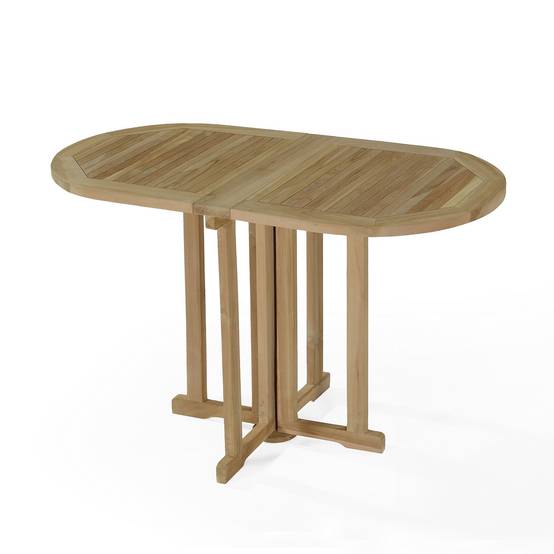 Table pliante ovale en teck massif Manoï pour balcon - TECK'Attitude - Imagen 1