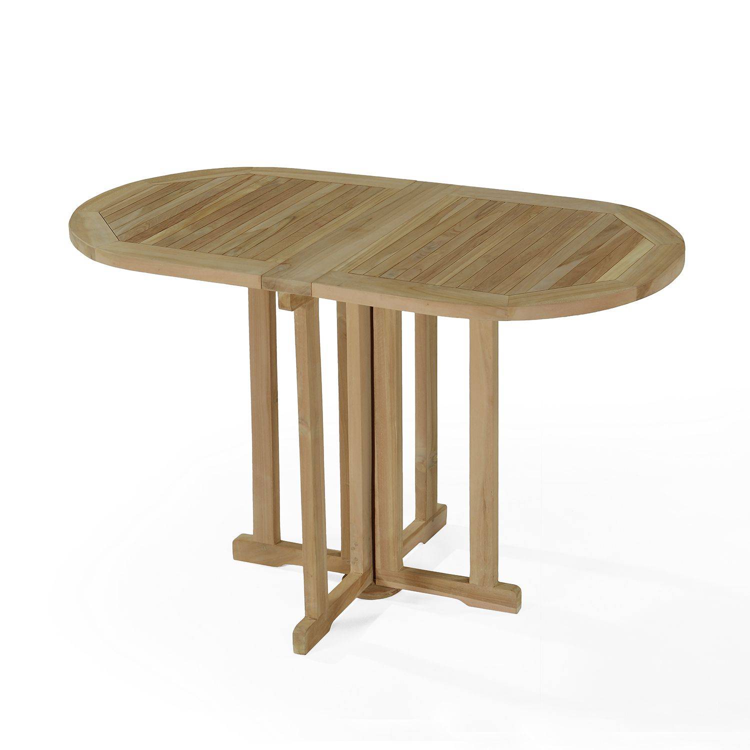 Table pliante ovale en teck massif Manoï pour balcon - TECK'Attitude - Imagen 1