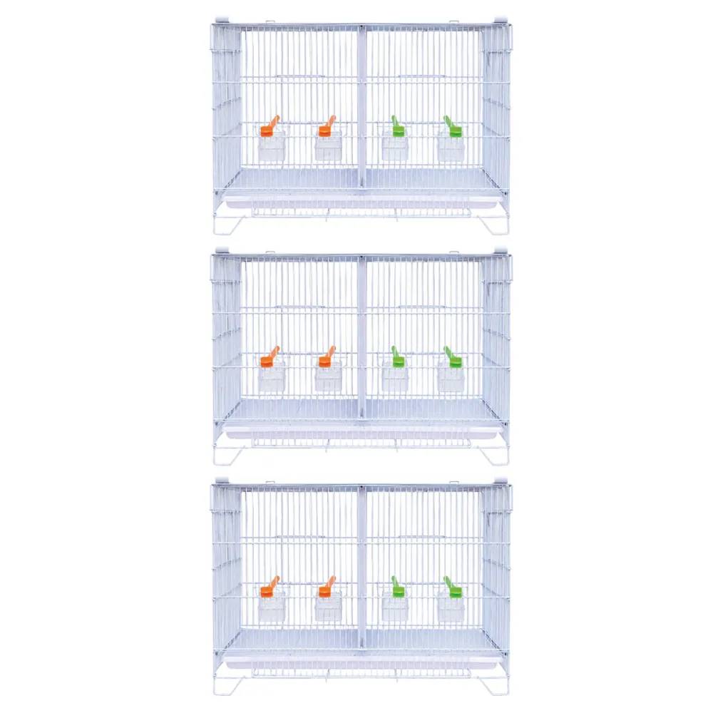 Lot de 3 cages d'élevage oiseaux équipées et superposables avec clips - Image 1