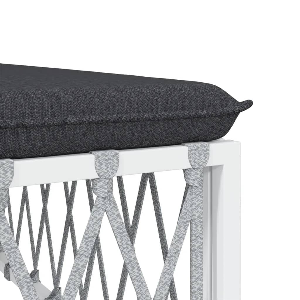 Helloshop26 - Salon de jardin meuble d'extérieur ensemble de mobilier 8 pièces avec coussins blanc acier - Imagen 5