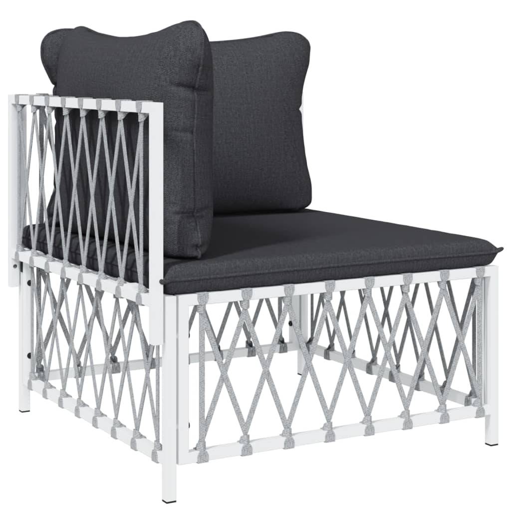Helloshop26 - Salon de jardin meuble d'extérieur ensemble de mobilier 8 pièces avec coussins blanc acier - Imagen 2