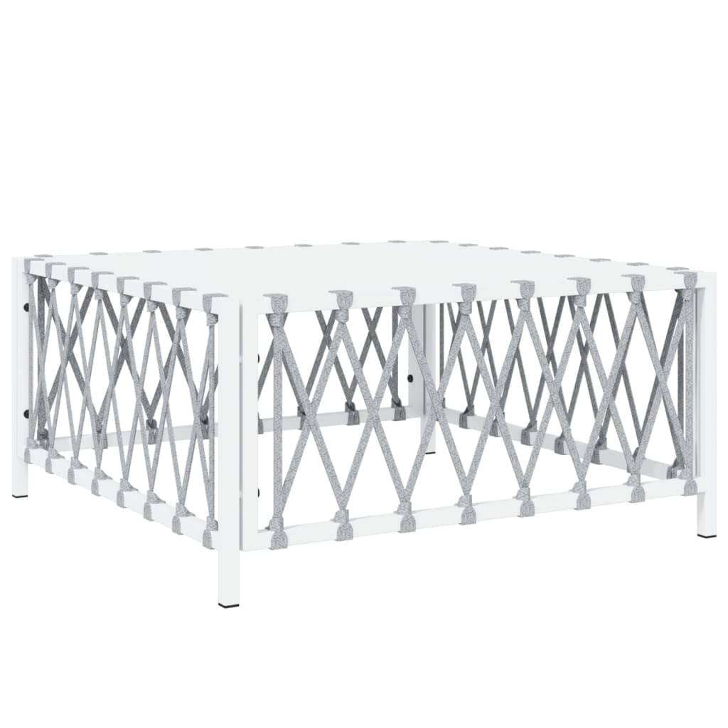 Helloshop26 - Salon de jardin meuble d'extérieur ensemble de mobilier 8 pièces avec coussins blanc acier - Imagen 4