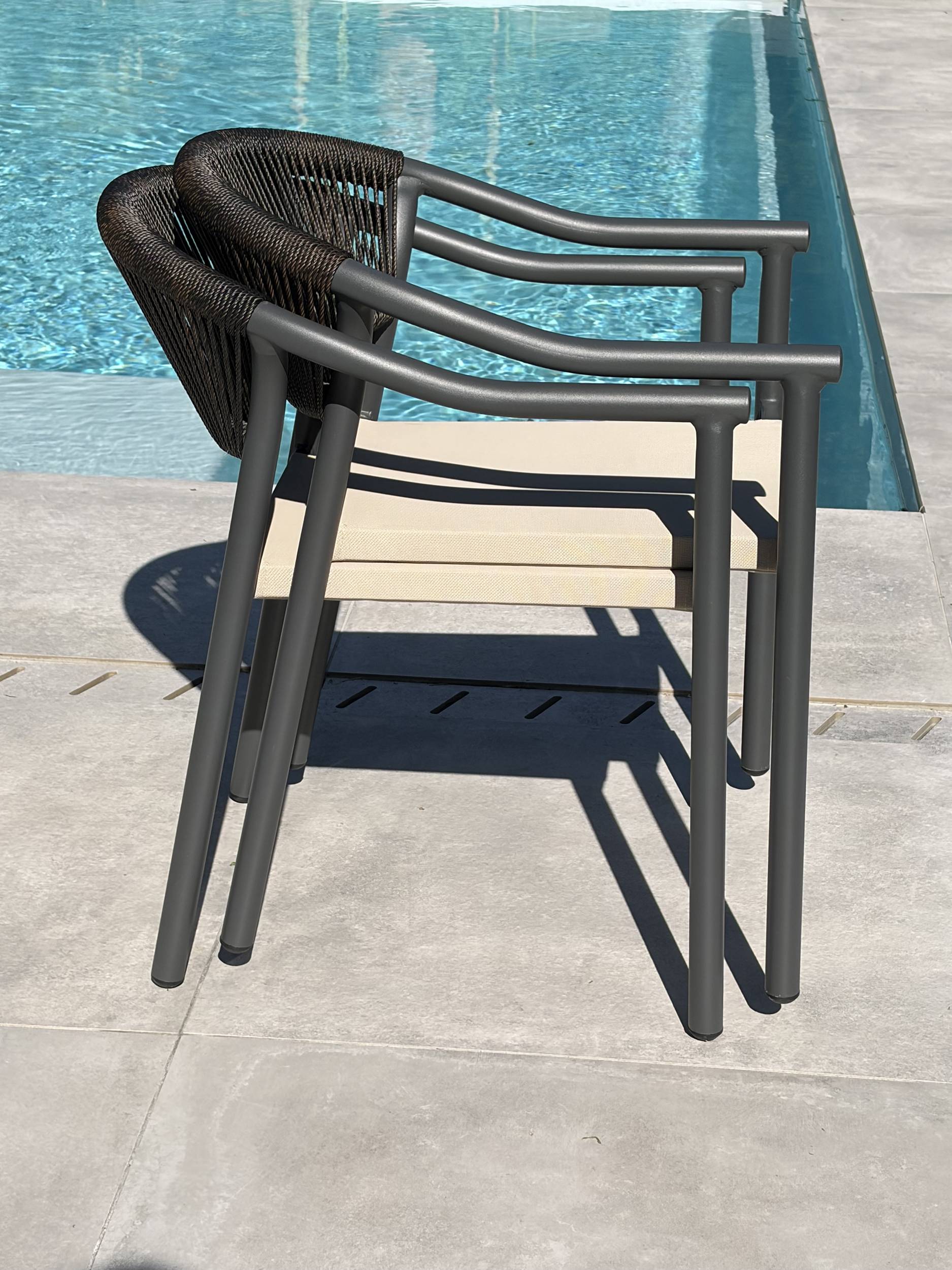 Dcb Garden - Ensemble repas de jardin 6 places en alu - Gris anthracite - LAMU - Image 8