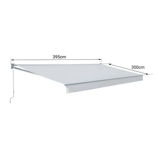 Store banne SAULE 3,95 × 3m - Toile beige et structure grise - HAPPY GARDEN - Image 4