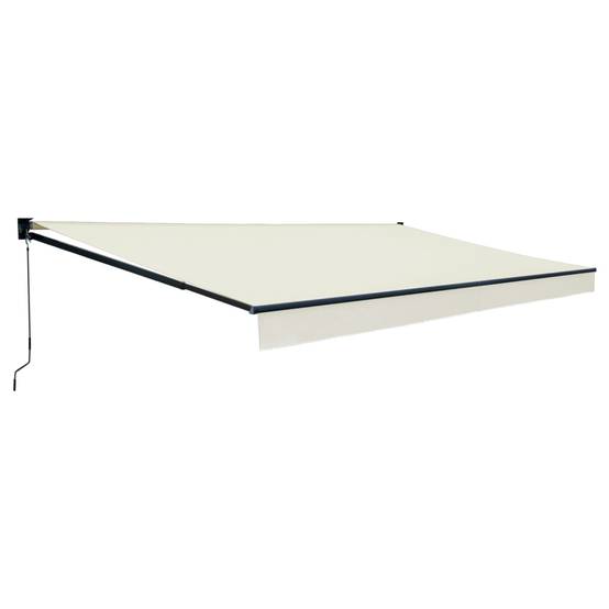 Store banne SAULE 3,95 × 3m - Toile beige et structure grise - HAPPY GARDEN - Image 1