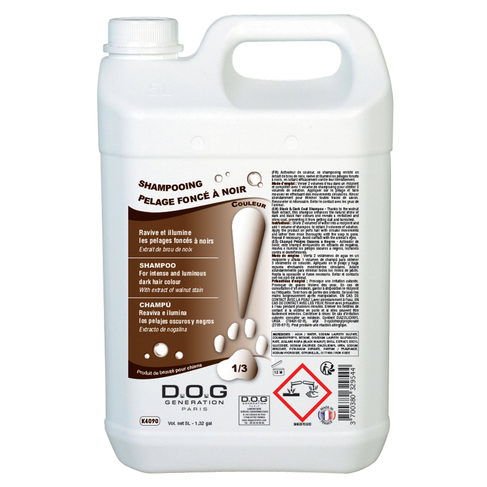 Shampooing Pelage Foncé à Noir Dog Generation : 5 litres DOG GENERATION