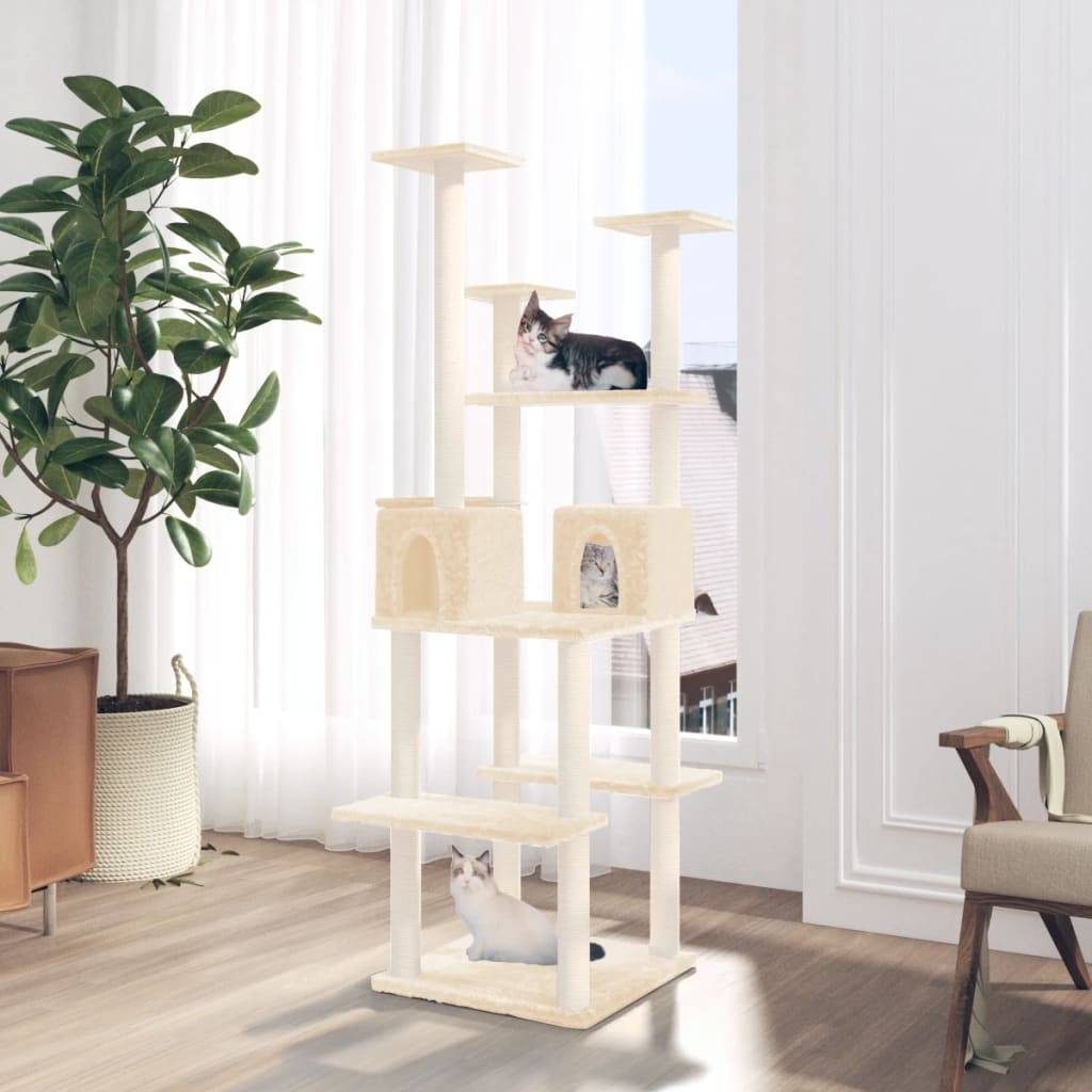 Vidaxl - Arbre à chat avec griffoirs en sisal Crème 167 cm vidaXL 171609 - Imagen 1